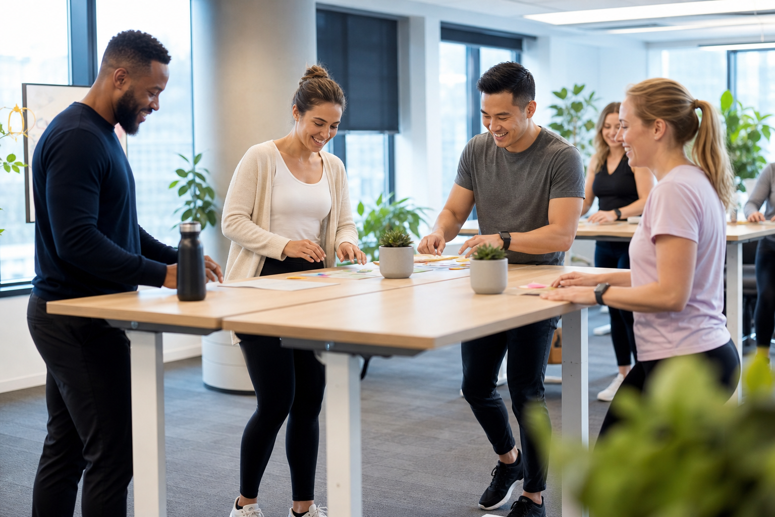 Sievedynis team movement workshop in a modern office